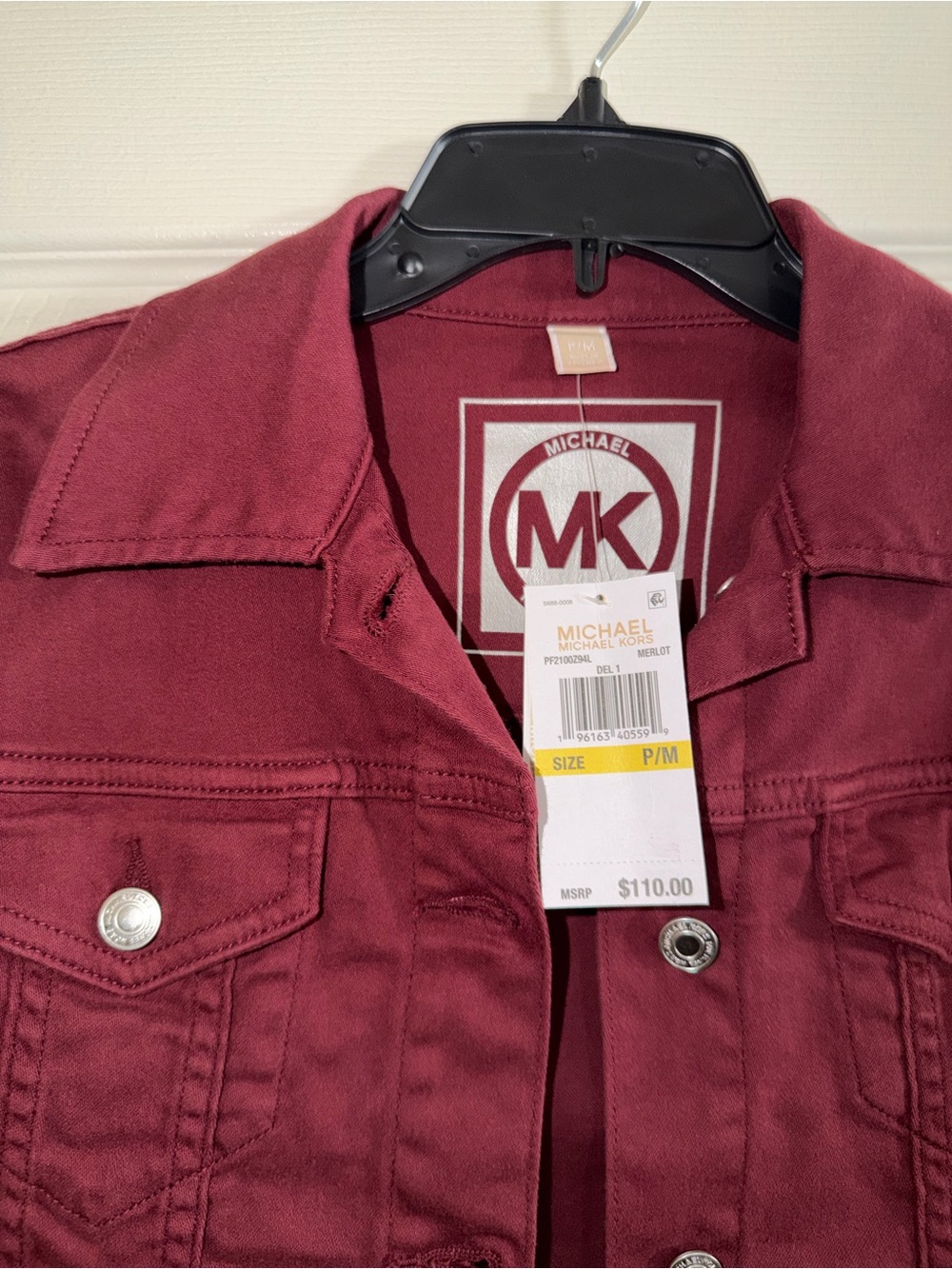 ✨♥️ BNWT Michael Kors Merlot Cropped Denim Style Jacket ♥️✨ 97% Cotton - Picture 4 of 7